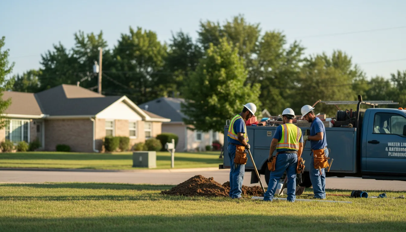 Residential water line and bathroom plumbing service in Levasy, MO